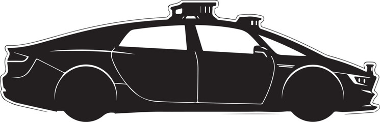 Black Police Car Silhouette Vector