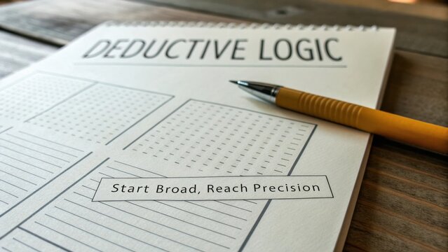 Notepad for Deductive Logic with Pen and Inspirational Phrase for Creative Thought and Problem Solving Exercises