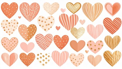 Vibrant collection of pastel hearts in various patterns and designs