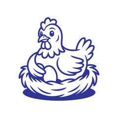 Cute Chicken Nesting with Egg Illustration
