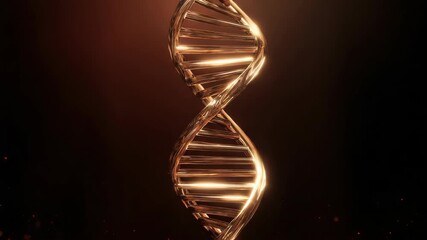 Glowing dna helix in warm light - scientific visualization of genetic structure - Powered by Adobe