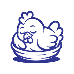 Mother Hen Sleeping Cartoon Illustration