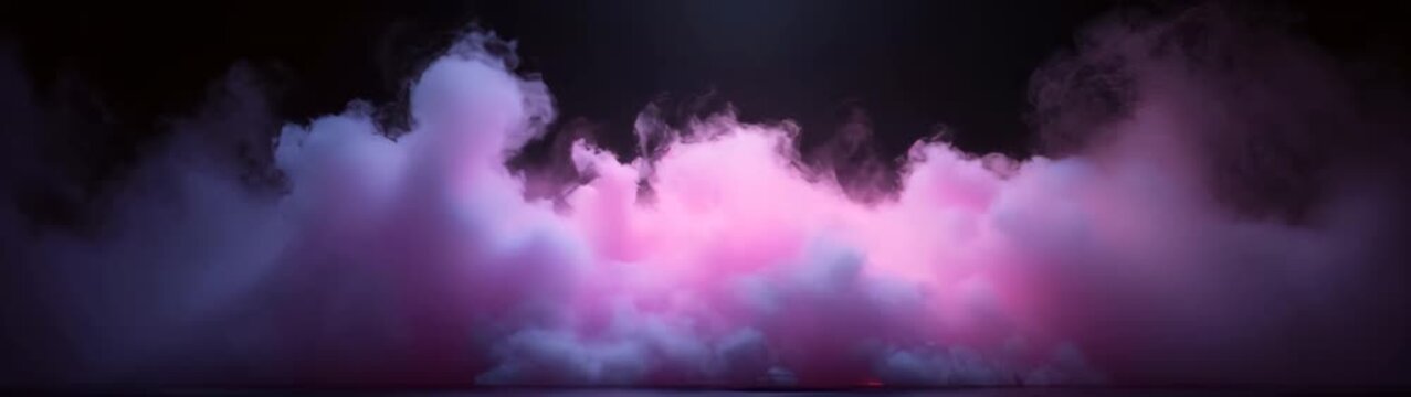 Pink cloud of smoke in the dark