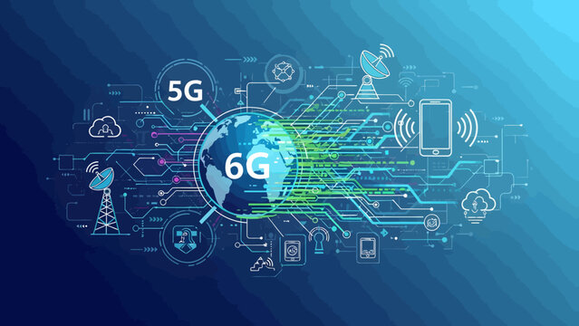 Global network and communication technology concept illustration