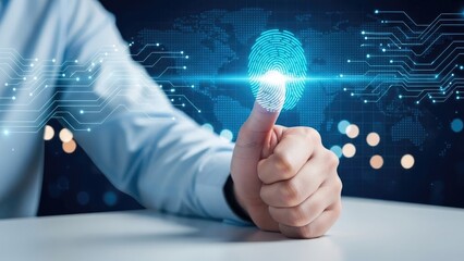 Biometric Fingerprint Scan for Digital Security and Data Protection.