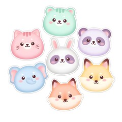 Fototapeta premium Kawaii Chubby Animal Face Illustration