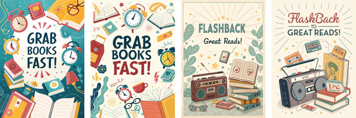 Exciting book fair flash sale creative poster grab books fast discounts and deals