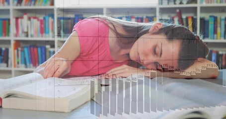 Female student writing notes at library, initiating graphs and charts tracking study progress fadi - Powered by Adobe