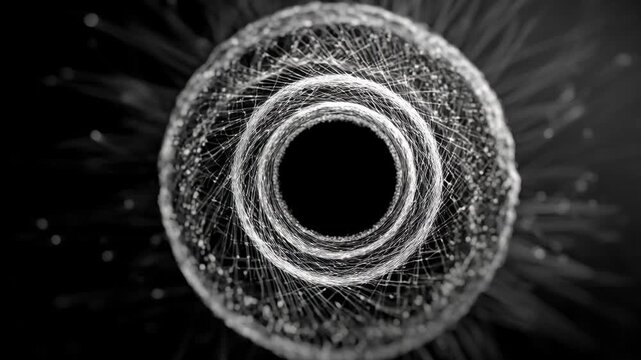 Rotating airplane engine wireframe view concept. Abstract design displaying intricate layers and patterns in a dynamic, captivating manner.