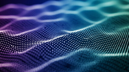 Wavy Digital Particle Mesh on Purple and Teal Gradient