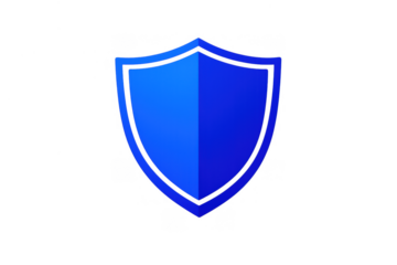 Blue shield icon symbolizing digital security, data protection, privacy, and cyber defense on transparent background