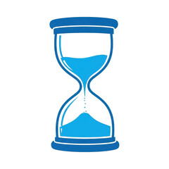 Blue hourglass with flowing sand