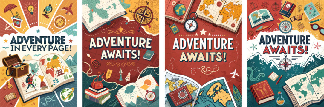 Adventure awaits book fair poster series inspiring young explorers to discover new worlds
