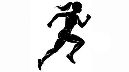 Obraz premium Dynamic Female Runner in Action, Urban Setting, Sport Illustration, Athletic Environment, Energetic Viewpoint