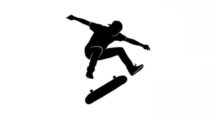 Silhouette of a Skater Performing a Trick in Urban Environment © akila