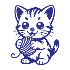 Kitten Holding Yarn Ball Svg