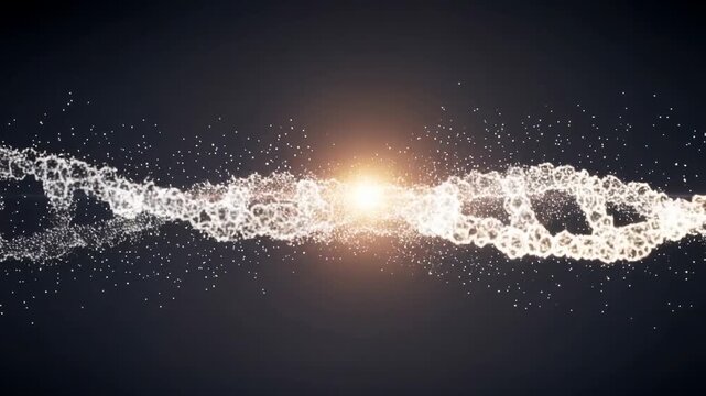 Dna helix glowing light genetic science biotechnology abstract energy wave explosion particle spark dynamic motion futuristic