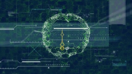 Animation of data processing over digital brain - Powered by Adobe