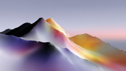 Abstract 3D mountain landscape with pastel colors and grainy sand texture.