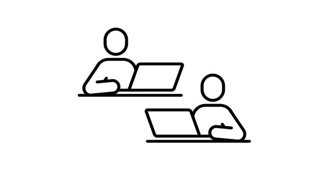 Two colleagues are positioned side by side at their respective laptops engaged in a shared task or collaborative project within a modern and efficient professional workspace environment today