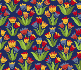 Flower Collection - Folk Tulip - Deep Forest