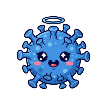 Cute Coronavirus Cartoon Character with Halo