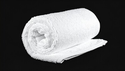 Rolled White Towel on Dark Surface with Visible Spiral