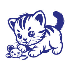 Kitten Playing With Toy Mouse Svg