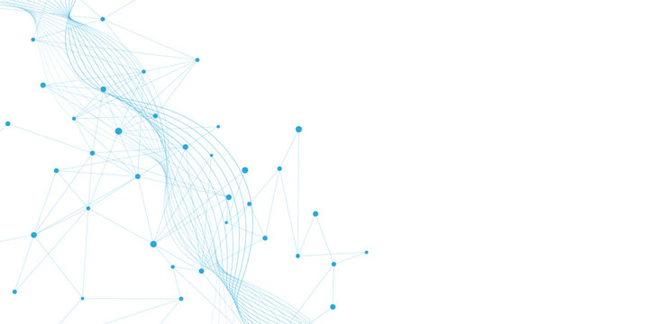 Abstract technology network connection with dots lines and wavy on white background. Big data visualization. suitable for medical, science and technology innovation. Vector