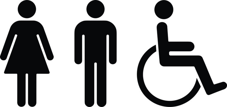 Pictograms for Women, Men, and Wheelchair Accessible Restrooms icon symbol