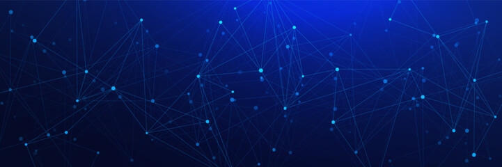 Obraz premium Futuristic digital background with glowing dots and lines. Plexus design, big data visualization. Suitable for science and technology concept. Vector
