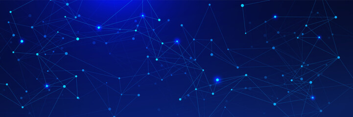 Obraz premium Abstract glowing plexus design. Modern network connection and big data visualization. Suitable for digital technology and science background. Vector