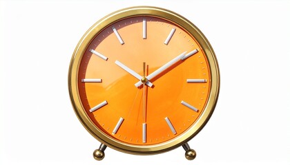 Gold-Framed Wall Clock with Orange Radial Gradient on White Face