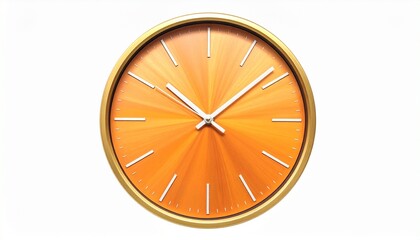 Gold-Framed Wall Clock with Orange Radial Gradient on White Face