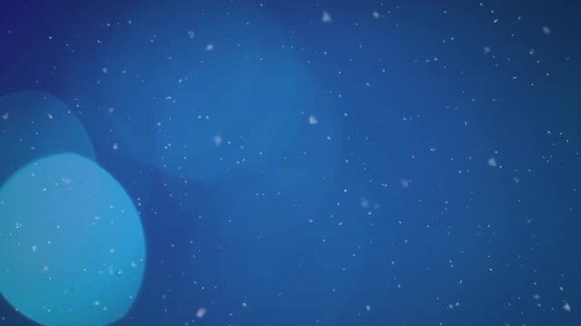 Animation of light spots over snow falling and bokeh
