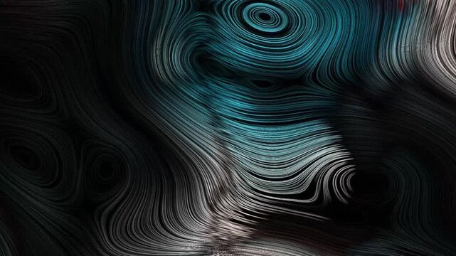 Swirling patterns emerge in abstract art with shades of blue and black