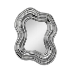 Wavy silver metal mirror frame