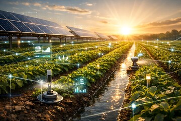 Solar-Powered Smart Agriculture with AI IoT Sensors and Automated Irrigation in Sustainable Green Farming Landscape