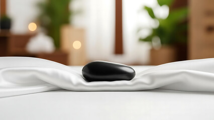 Balanced Zen Stone on White Silk for Wellness Business