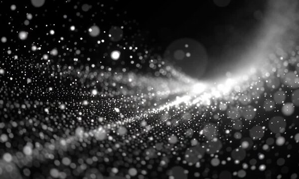 Video capturing a dazzling display of shimmering particles creating a mesmerizing swirling pattern in a dark background