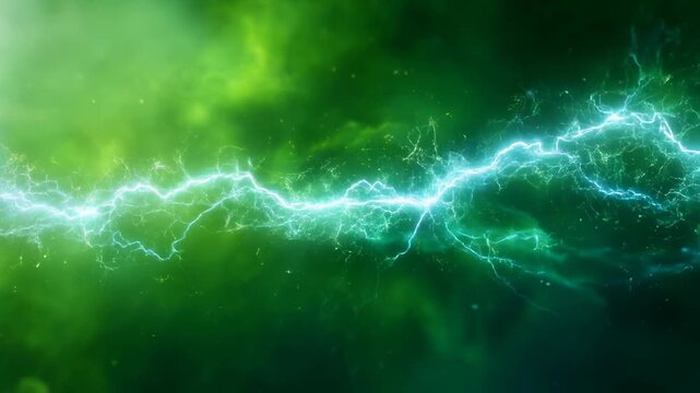Lightning bolt on green chroma key concept. The vibrant electric arcs contrast against a mystical green background, evoking the power of nature.