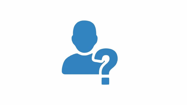 Blue silhouette person with question mark.