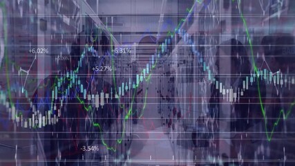 Animation of financial data processing over diverse unk financial data and graphs and servers - Powered by Adobe