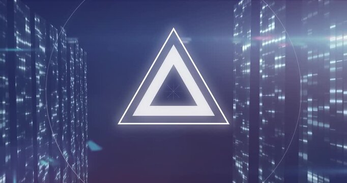 Animation of scopes shapes over moving shapes over spots of light
