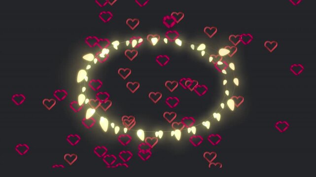 Animation of light frame over hearts floating