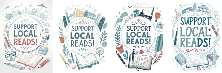 Creative poster design encouraging support for local authors and reads
