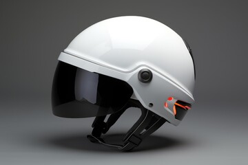 Futuristic smart helmet with an integrated visor and glowing led lights, highlighting advanced safety and design