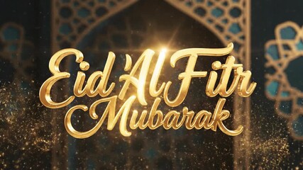 A Golden Celebration: Animated Greeting for Eid al-Fitr, Festive and Joyful Wishes.
