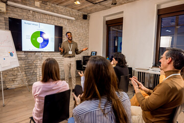  Colleague Applauded at Office on Conference Meeting