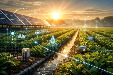 Solar-Powered Smart Agriculture with AI IoT Sensors and Automated Irrigation in Sustainable Green Farming Landscape